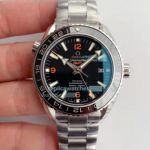 VSF Swiss Omega Seamaster Planet Ocean GMT Replica Watch Black Dial Orange 6,9,12